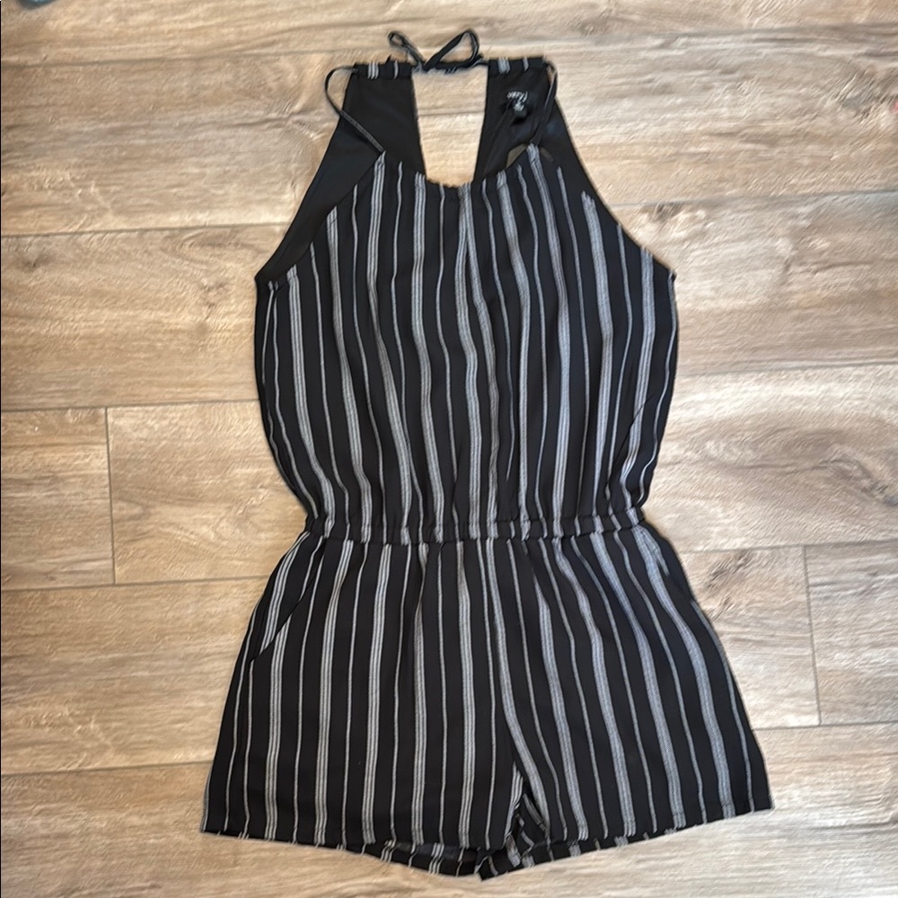 Black and White Striped Romper
